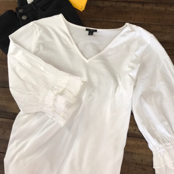 Ann Taylor Tops - Ann Taylor White Top - ruffle sleeves size LP